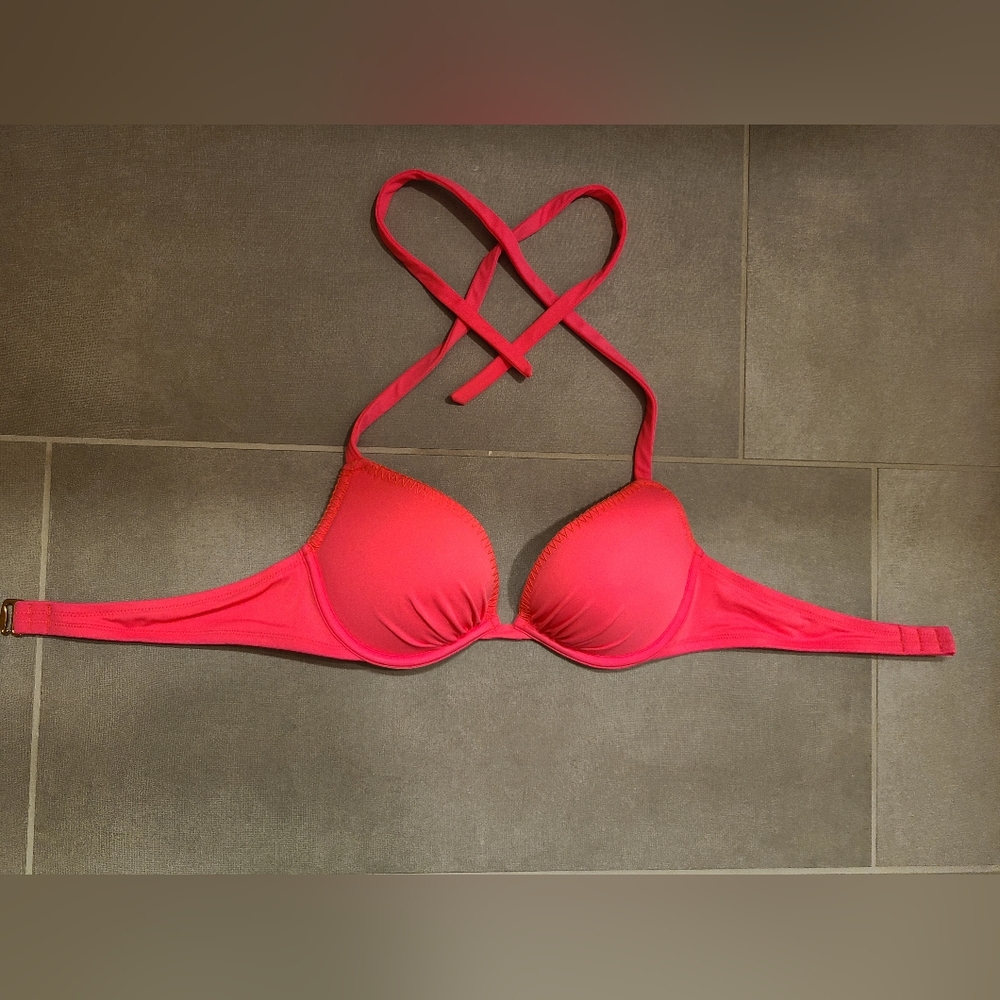 Hot Pink Victoria's Secret Push Up Swim Top 34B